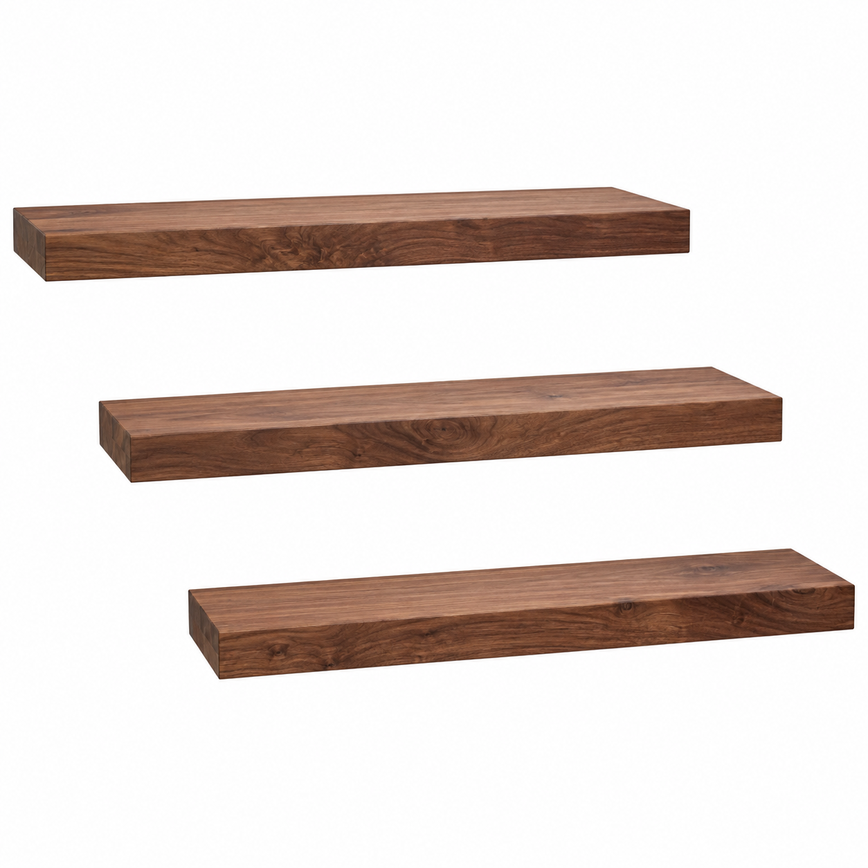Solid Walnut Floating Shelf System
