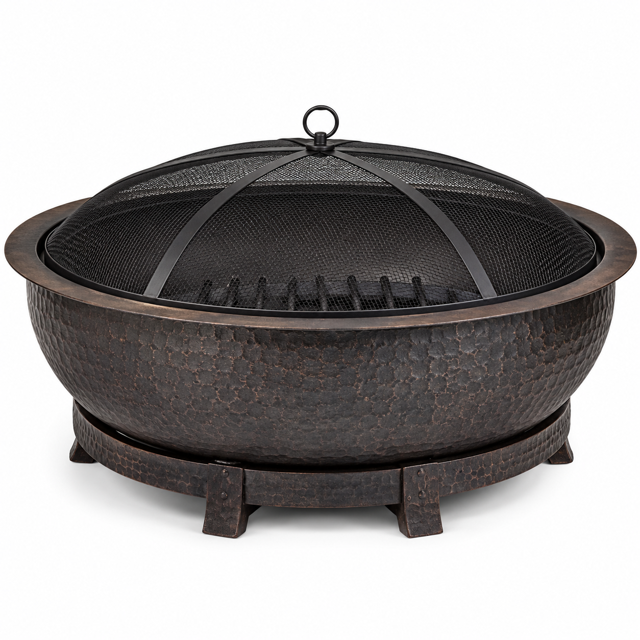 Hammered Steel Fire Pit & Spark Screen Kit