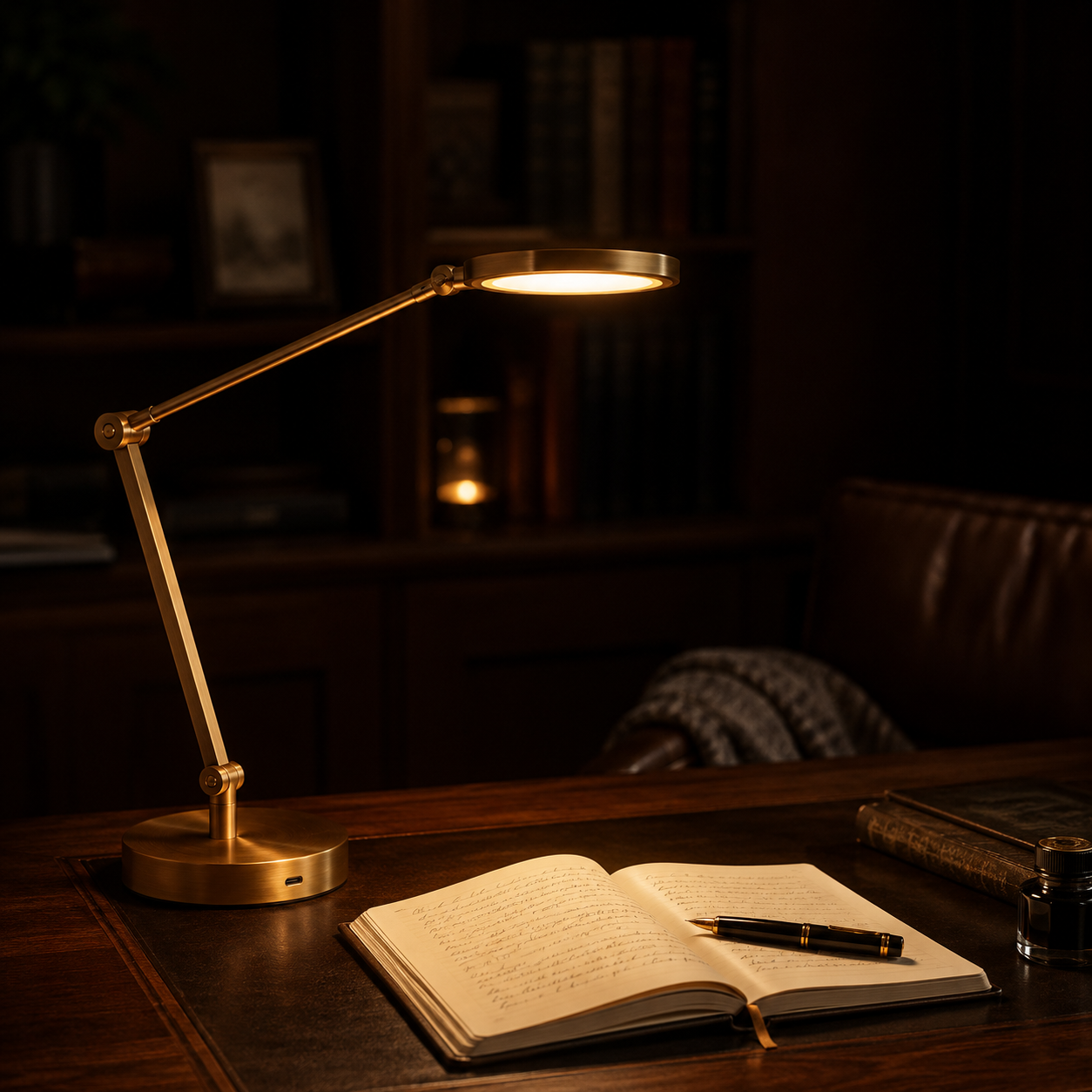 Articulating Brass Desk Lamp (LED)